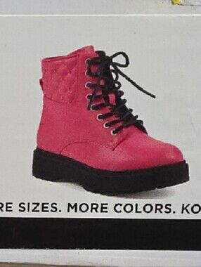 Big Girl Size 4 Pink Cobrahh Memory Foam Lace-Up Boots With Side Zipper